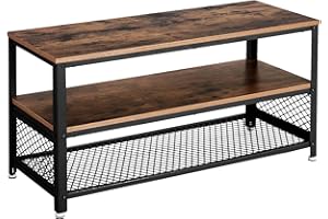 VASAGLE Tavolino TV in Stile Industriale, per Televisore fino a 43 Pollici, Mobiletto TV, Consolle, Tavolino da Caffè con Struttura in Metallo, per Soggiorno, Marrone Vintage LTV40BX