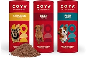 COYA Dog Food Topper Variety Pack (6 x 50g) 2 Tubes Of Each Flavour, Chicken, Fish & Beef, Made With 97.5% Meat Plus Vitamins & Minerals | Freeze-Dried Raw Dog Food, Raw Without The Chore
