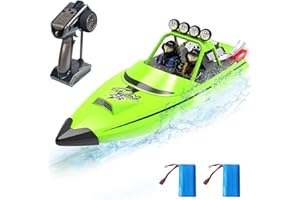 fisca RC-Boot mit LED-Licht für Kinder und Erwachsene, 2.4GHz selbstaufrichtendes ferngesteuertes Boot, 30KM/H Hochgeschwindigkeits-Rennboote Spielzeug für Pools Seen Fluss