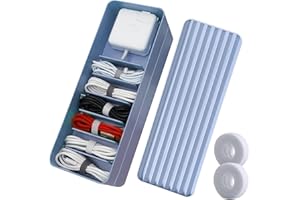 Uennm Scatola portaoggetti con 7 griglie, organizer per cavi USB, scatola per la gestione dei cavi USB, scatola per il caricatore senza fili per scrivania, ufficio, uso domestico (doppio strato 2)