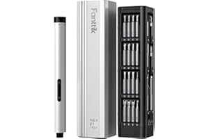 Fanttik E1 Max 3.7V Electric Screwdriver, Mini Precision Screwdriver Set, 50 Magnetic Bits, Magnetic Storage, 5/32‘’Hex, Repair Tool Kit for Electronics Phone Camera Laptop Watch (Silver)