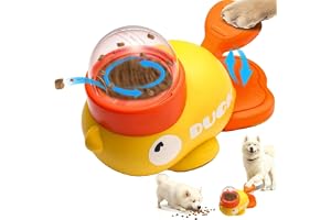 2-i-1 anka form foderdispenser intelligent foderdispenser leksak för katt och hund interaktiv tecknad anka hundleksak lämplig för små och medelstora husdjur