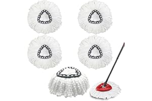 DRSUMLF 5 Pack Mop Replacement Heads ,Spin Replacement Mop Heads Mops Refill Compatible for vileda 1 Tank System , Microfiber Swivel Mops Refill,Deep Clean,Machine Washable and Easy to Replace