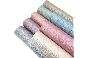ZAIONE Soft Pearl Lustrous Textured Faux Leather Sheets 8pcs/Set 8" x 12" (20cm x 30cm) Shiny Grain Metallic PU Synthetic Leather Fabric For Bags Craft Bow Earrings Making Material DIY Craft(8 Colors)