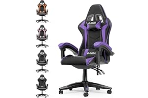 ‎BIGZZIA bigzzia Gaming Stuhl Ergonomisch - Gamer Stühle mit Lendenkissen + Kopfstütze Gaming Chair Höhenverstellbar Bürostuhl Computerstuhl für Erwachsene Mädchen Junge, Schwarz-Lila