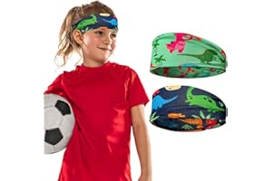 REEKNOKOL Kids Sports Headband, 2 Pcs Boys Headband Elasticity Boys Hair Band Sweat Absorbing Sports Headbands for Boys Kids Headbands for Basketball Football Hair Sweat