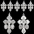5PCS Pardon Indulgence Crucifix with St Benedict Medal and Miraculous Medal Triple Threat Crucifix Cross for Rosary Making Italian Crucifix Catholic Rosary Making Supplies (Silver)