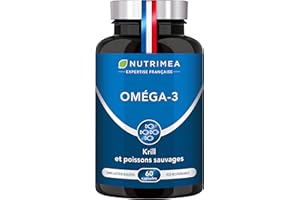 Omega 3 & Krill d'Antarctique | Huile de Poissons Sauvages | Antioxydant Naturel | Cognition & Système Immunitaire | Haute concentration en EPA/DHA & Astaxanthine | Fish oil | Fabrication Française | Nutrimea