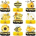 NICROLANDEE Bee Party Decorations - 9 Pieces 3D Bee Birthday Honeycomb Centrepieces, Table Decorations for Children, Bee Day, Theme Party, Mum to Bee, Shower, Baby Shower, First Birthday