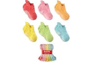 LA Active Chaussettes Antidérapantes Enfant 1-3 ans - 6 Paires de Socquettes pour Bébé, Enfants, Fille, Garçon, Nouveau-nés - Couleurs Vives