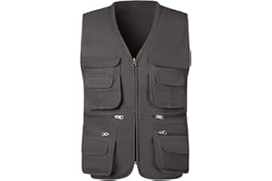 KTWOLEN Herren Outdoor Weste Baumwolle Anglerweste Freizeit Jagd Trekking Wander Angler Camping Safari Weste Ärmellos Jacke mit vielen praktischen Taschen