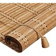 Sh000ad Retro Bambus-Rollos,Natur Holzrollos,70% Verdunkelungsrollo Bambus Jalousine Raffrollo