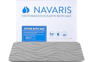Navaris Mata łazienkowa z ziemią okrzemkową – szara mata podłogowa do łazienki i pod prysznic, do domu, z kamieniem okrzemkowym, szybkoschnąca, antypoślizgowa, chłonna, 60 x 39 cm