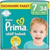 Prima Bebek Bezi Aktif Bebek 7 Beden 34 Adet XX Large Fırsat Paketi