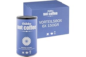 Chikko Not Coffee Zichorienkaffee Bio 6x150g - Koffeinfreie Instant Alternative zu Kaffee - Ohne Zugesetzten Zucker - 100% Europäische Zutaten - Frei von Zusatzstoffen und Chemikalien