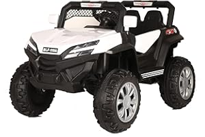 BC BABY COCHES - Coche Eléctrico para Niños Buggy Maverick, con 4 Motores de 25W, Control Remoto, Suspensión y Equipo de Audio/Vehículo Infantil de 12V con Sistema de balanceo. (Blanco)