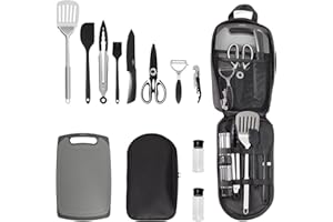 Lelezia Camping Essentials Accessories, 11 Pcs Cooking Utensils Set, Camping Utensils Set, Lightweight Portable Camping Gear Equipment for Car Kitchen Caravan Outdoor Hiking Picnic Rv