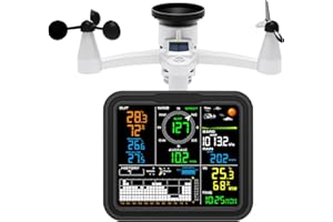 Urageuxy Professionnelle Station Meteo Equipée D'une Application Logicielle PC, Comprend un Pluviometre, Anémomètre, Girouette, Baromètre, Prévision Météo et Alertes (Windows Uniquement)