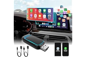 QUANLEX Wireless Carplay Adapter and Android Auto Wireless Adapter,2024 Newest Carplay Wireless Adapter with Seven-Color Ambient Light,Wireless CarPlay Adapter for iPhone iOS 10+ & Android 11+,No Delay