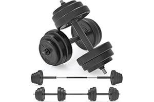 Body Revolution - Adjustable Vinyl Weights Dumbbells Set - 10kg, 15kg, 20kg, 30kg, 40kg, 50kg - Adjustable Dumbbells with Barbell Set Converter, Fitness and Strength Free Weights, Training Equipment