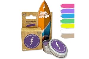 Barreltopia Protector Solar Facial SPF 50 + Zinc Crema Surf Colores - Bloqueador Solar Facial 50 - Sun Zapper Waterproof Eco Natural (Morado)