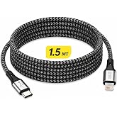 ByDiz Premium &Ouml;rg&uuml;l&uuml; USB-C - Lightning 1,5 m 27W Hızlı Şarj Kablosu, iPhone 14/13/12/11, iPad, AirPods Uyumlu, Siyah