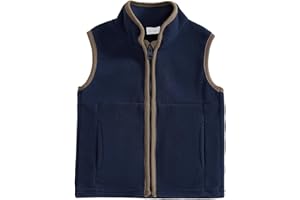 Geagodelia Kids Baby Boys Fleece Gilet Zip Up Stand-Up Collar Thermal Body Warmer Tractor Embroidered British Country Clothing Winter Sleeveless Jacket