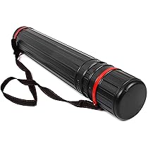 DEWEL 2 pieces poster roll A0, telescopic tube 56.5-87.5 cm and 50-87.5 cm, length and strap adjustable, plastic, tube for photos, posters and flipchart paper, black and grey., Extra bag