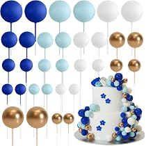 108 Stück Kugel-Kuchendekorationen Aus Schaumstoff – Blau & Gold, 5 Größen (1,5–4 Cm)