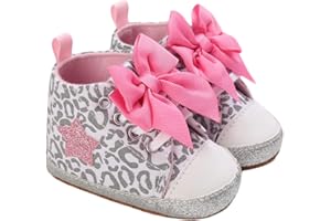Carolilly Scarpe Primi Passi Infantile Sneaker Bambino Stampa Leopardato Scarpine Neonato AntiScivolo con Pailettes