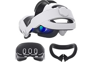 KUJECT Kuejct 3 in 1 Accessoris Set for Quest 3, Comfort Head Strap with Adjustable Hinge, Silicone Face Pad Cover, Shell Protective Cover, VR Accessories Bundle Compatible with Quest 3