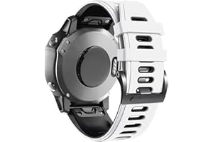 ANBEST Armband für Garmin Fenix 6 Pro/7 Pro/Epix 2/Fenix 8 47mm Armband, 22mm Quick Fit Armbänder für Fenix 7/6/5/Epix Pro 47mm/Descent G1/Forerunner 955/945/965 Silikon Ersatzarmband, Weiß/Schwarz