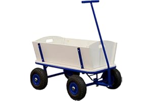 ‎SUNNY Sunny Billy Beach Wagon Bollerwagen in Blau | Elvent Bollerwagen aus Holz mit Luftreifen | Belastbar bis 100 kg | 94x61x97cm