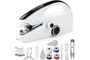 AIMAKE Máquina de Coser Eléctrica Portátil, Mini Máquina de Coser Eléctrica Portátil con accesorios para Principiantes y Adultos, Rápida Adecuada Para Ropa, Decoración, Viajes a Casa(Black)