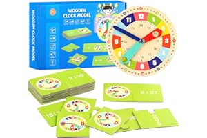 Beinup Lernuhr Kinder,Lernspiel Uhr,Holzspielzeug Lernuhr Kinder Kalenderuhr,Zeitunterrichts-und Demonstrationsuhrmodell,Montessorispielzeug Für Kleinkinder,Pädagogisches Spielzeug