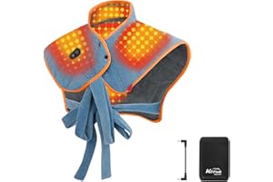 Kintiwe Almohadilla Electrica Cuello y Hombros, 12V Almohadilla Termica Cervical con Bateria y Masaje, 3 Niveles de Temperatura, Para Aliviar El Dolor la Zona Cuello,Hombros,Lumbar,Espalda y Abdominal