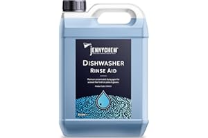 JENNYCHEM INDUSTRIAL CHEMICALS Dishwasher Rinse Aid 5L – Hard Water Formula with Built-In Descaler – Streak-Free Drying, Citric Acid & Surfactants – Fast-Drying Rinse Additive for Professional Dishwashers