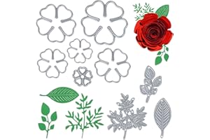 TIESOME 9 fustelle 3D con foglie di fiori di rosa, fustelle in metallo, artigianato per matrimoni, modelli di taglio, modelli di goffratura, album, perforazioni di carta decorativa per la creazione