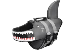 AOYAR Dog Life Jacket Swimming Vest - Shark Dog Safety Lifejacket Pet Swim Preserver with Buoyancy Aid & Rescue Handle Ripstop Puppy Float Coat for Small Medium Dogs at Beach Pool Boating