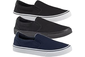 PEAK VALLEY Mens Slip ON Canvas Flat Casual Boat Deck Plimsoll Espadrilles Casual Pumps Trainers Gym Shoes