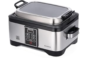 SEVERIN Cuiseur sous-vide 550 W, Cuiseur électrique pour des aliments sains, riches en vitamines et nutriments, Appareil de cuisson sans graisse, inox/noir, SV 2447