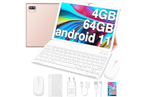 JUSYEA Tablet 10 pollici Android 11 Tablet PC | WiFi 5G + CPU 2.0 Ghz | 4GB RAM 64GB ROM 1TB Espandibile| Bt5.0 + 8000mAh Batteria | 5MP + 8MP | Cover, Tastiera, Mouse - Gold