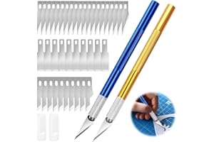 WIMONY Craft Knives Set 2Pcs Exacto Knife + 40Spare Replacement Craft Knife Blades Precision Knife Hobby Knife Carving Craft Knives Set for DIY Art Paper Cutting Engraving PCB Repair Modeling