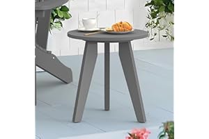 LUE BONA Mesa Auxiliar Jardín,Mesa de Jardín Exterior Redonda HDPS,Impermeable y Anticorrosión,Mesa Auxiliar para Exterior,Balcón Terraza,40 x 40 x 42 cm,Gray