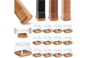 YOZON 20 Piezas Protectores de Suelo de Silicona Transparente para Patas de Silla, Cuadrados, Tapas de Silicona para Patas de Silla con Fieltro Fit 36-43mm