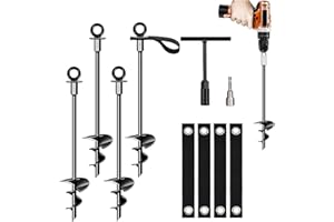 CNSTZX Erdanker Bodenanker 4 Set, Bodenanker Trampolin mit Gurten, Bodenanker zum Eindrehen Resistant High Wind, Heavy Duty Erdanker für Zelt, Schaukel, Pavillon, Gartenhaus