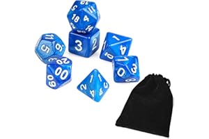 HKDZ Handmade Polyhedral Dice, Dungeons and Dragons Dice 7 Set Polyhedral DND for MTG RPG Game Dark Blue