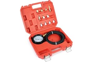 ‎WILTEC Wiltec Öldruckprüfer 12-teilig, 0-35 bar, Öldruckmesser mit 600 mm Schlauch, Öldrucktester für Pkw und LKW, Druckprüfer Motoröl, Messgerät Prüfgerät im Koffer