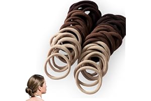 CROMPI Elastique Cheveux Pour Femme, Homme, Et Fille Sans Couture. Accessoire Cheveux Dans Des Couleurs Terreuses. 50 Pcs Chouchou Cheveux Femme Ou Enfants En Coton (Brun)