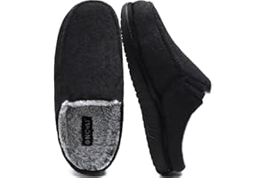 ONCAI Hombre Zapatillas de estar por casa,Zapatillas Familiares Con Suela de Goma Sentro y Fuera de la Sala de Espuma de Memoria de Alta Densidad de Lana y Algodón (EU Talla 6-14)